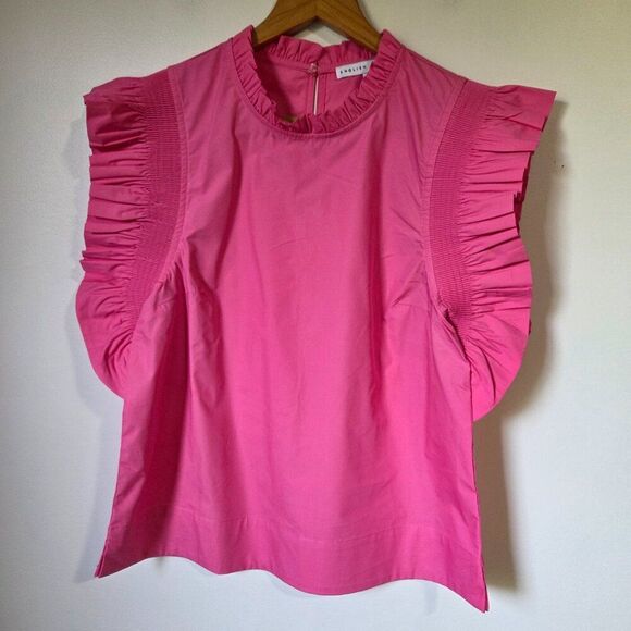 LIKE NEW ENGLISH FACTORY PINK SHIRRED TOP SIZE SMALL - Picture 1 of 15